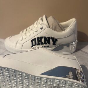 DKNY White Sneakers with Silver Accents